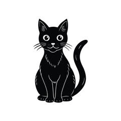  Black Cat Silhouette Sitting for Halloween.