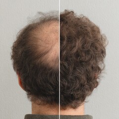 Transformation from thinning to thick healthy hair showcases effectiveness of hair loss treatment approach
