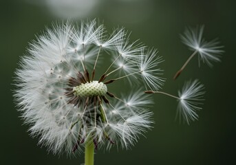 Fototapeta premium Ephemeral Beauty: Dandelion Seeds in Flight