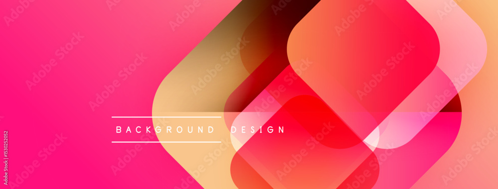 Poster Abstract geometric shapes overlap, creating vibrant pink gradient background. Modern design element for digital projects.