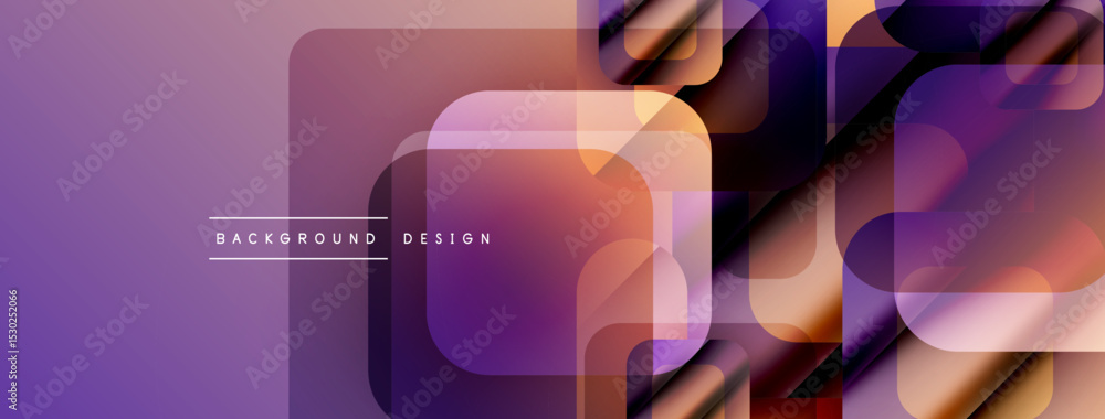 Leinwandbilder Abstract purple design features overlapping squares. Gradient colors create modern, dynamic visual effect. Text reads background design.