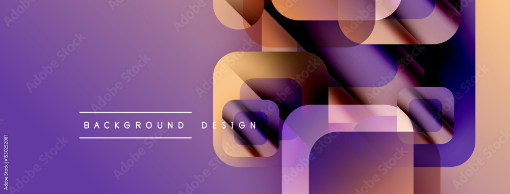 Poster Abstract purple design features overlapping geometric shapes. Gradient colors create depth, modern aesthetic. Text reads background design.
