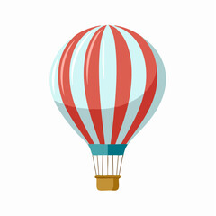 Naklejka premium A cartoon illustration of a hot air balloon, featuring red and white stripes.