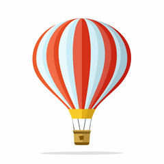 Fototapeta premium Red and white striped hot air balloon floats against a white background.
