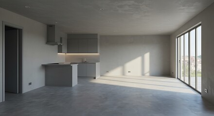 Obraz premium interior of the apartment without decoration in gray colors