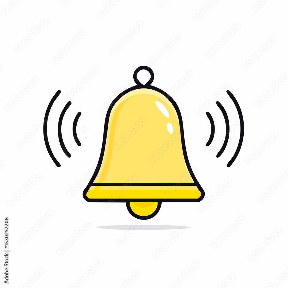 Poster a yellow bell icon with sound waves indicating an alert or notification.