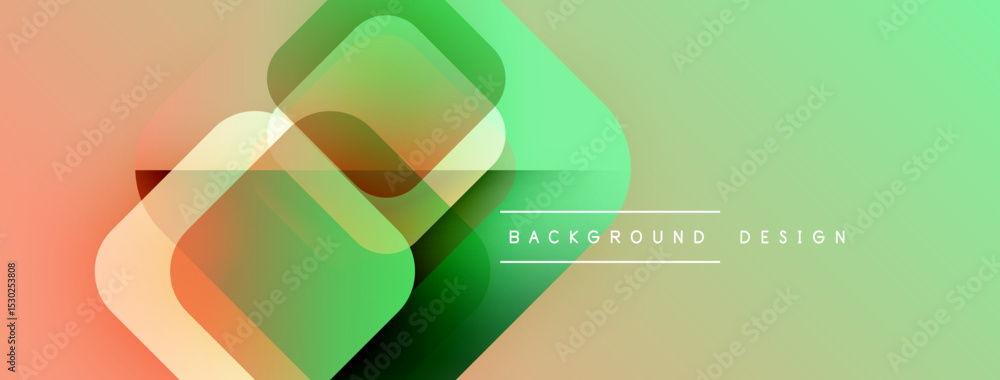 Aufkleber Abstract geometric shapes overlap, creating vibrant gradient effect. Soft colors blend, forming modern background design.