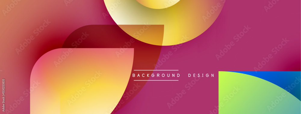 Poster Abstract colorful shapes overlap. Gradient hues create dynamic visual effect. Modern design elements suggest creativity, fluidity.