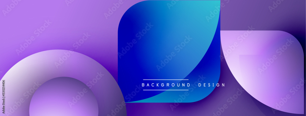 Poster Abstract fluid shapes, purple blue gradient. Modern design elements create dynamic visual effect. Background includes text background design.