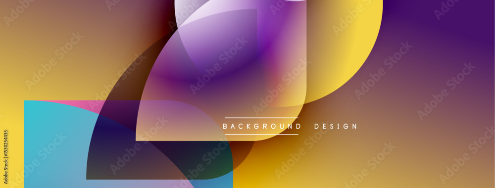 Fototapete Abstract composition features overlapping colorful shapes. Gradient hues blend, creating dynamic visual effect. Modern design element.