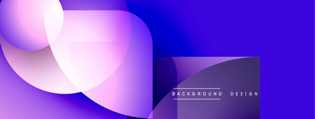 Abstract purple design features overlapping circles, gradients. Modern aesthetic suitable for backgrounds, presentations. Minimal text present.