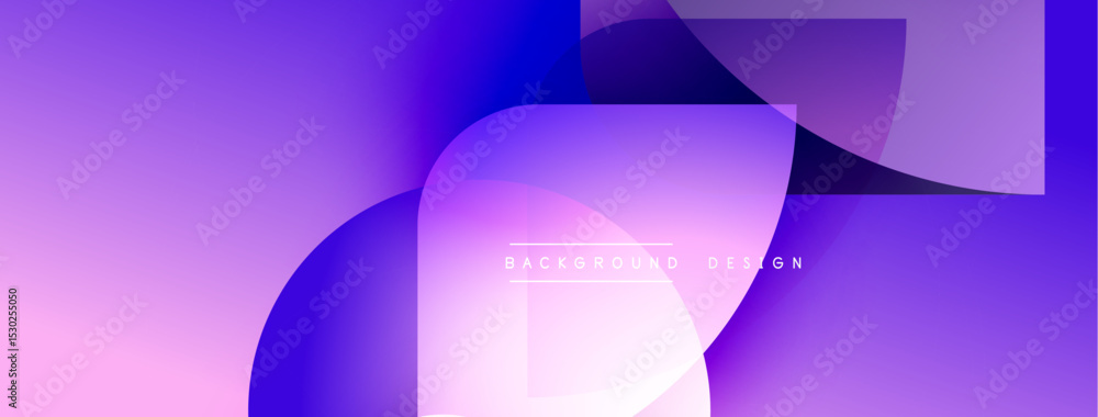 Poster abstract gradients blend, forming rounded shapes. purple, blue hues dominate design, creating modern