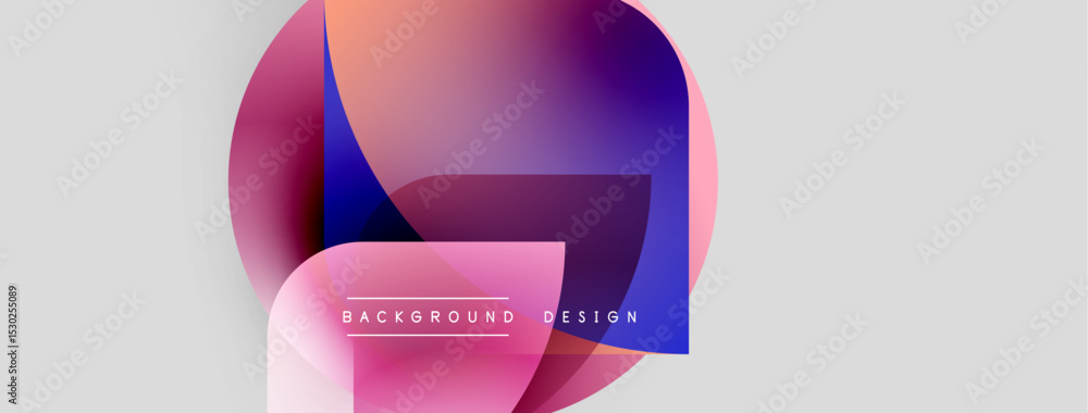 Poster Abstract shapes overlap, creating vibrant color gradients. Modern design elements suggest digital art, background texture.