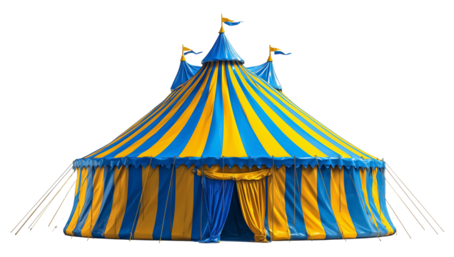 Circus tent isolated on transparent background. Festival backdrop concept