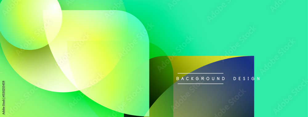 Fototapete Abstract gradients overlap, creating dynamic visual effect. Bright greens, yellows dominate composition. Text reads background design.