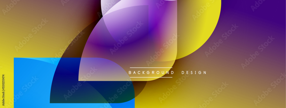 Aufkleber Abstract colorful overlapping shapes create dynamic background. Gradient hues blend, forming modern visual composition.