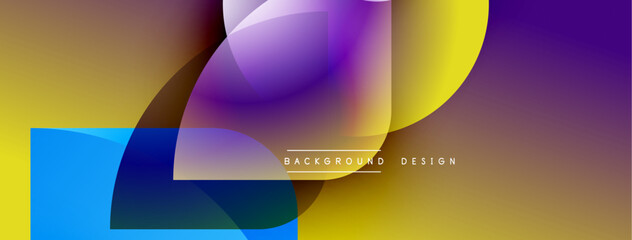 Obraz premium Abstract colorful overlapping shapes create dynamic background. Gradient hues blend, forming modern visual composition.