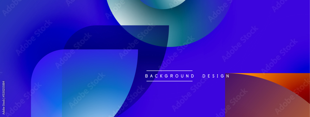 Poster Abstract fluid shapes blend, creating vibrant blue, purple gradients. Modern design features text background design. Minimalist aesthetic.
