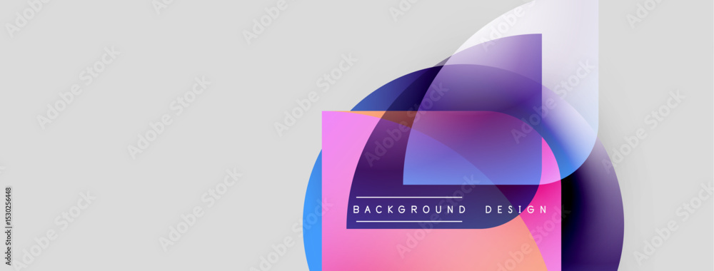 Aufkleber Abstract design features overlapping colorful shapes. Pink rectangle displays text background, design. Gradient hues create dynamic visual effect.