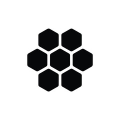 Black Hexagon Cluster Illustration Symmetrical Honeycomb Pattern on White Background Element for Design