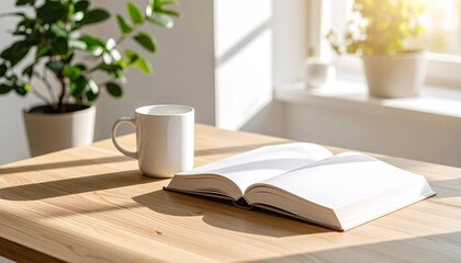 北欧スタイルの空間で、読書とコーヒーを楽しむひとときGenerated image
