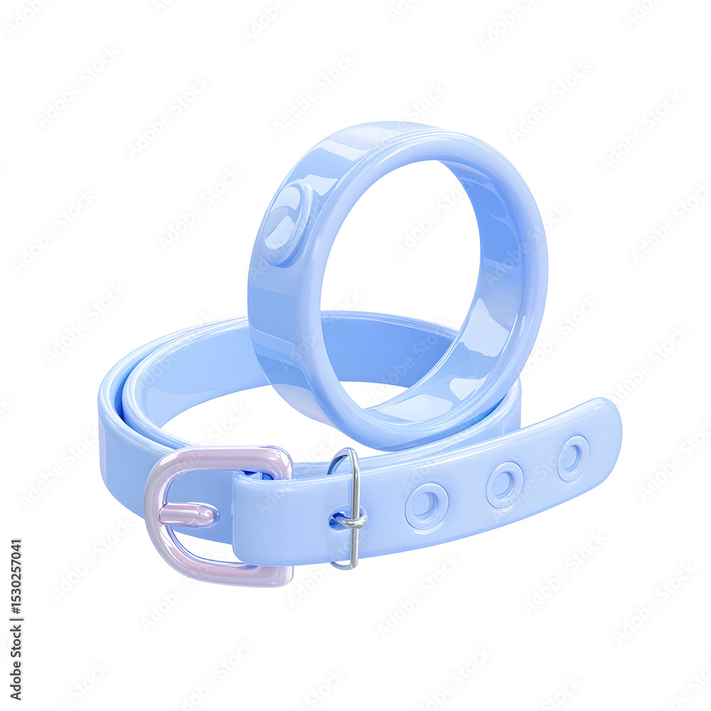 Aufkleber stylized 3d icon of a pastel blue pet leash with a safety buckle closure and a soft rounded plastic 