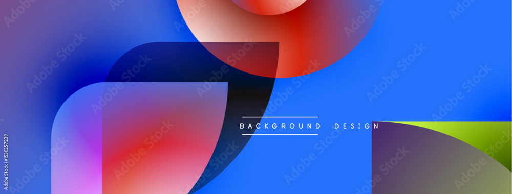 Poster abstract fluid shapes overlap, creating vibrant blue, red, purple gradients. modern design element f
