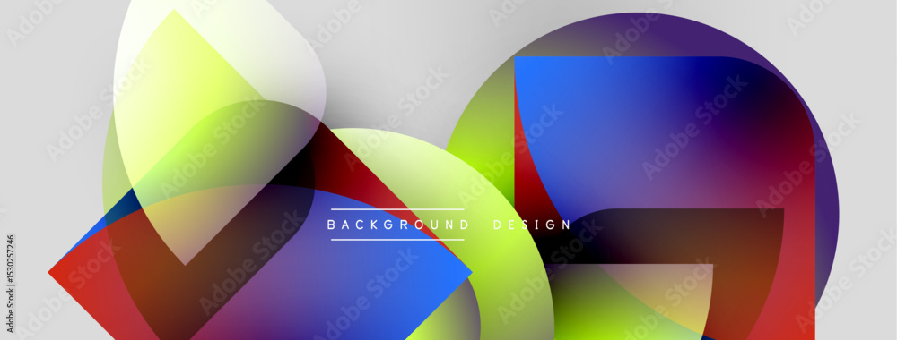 Fototapete Abstract colorful shapes overlap. Gradient hues blend, creating dynamic visual effect. Modern design element for backgrounds.