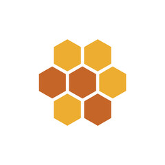 Honeycomb Pattern Illustration Interlocking Hexagons in Golden Yellow and Brown Against White Backdrop