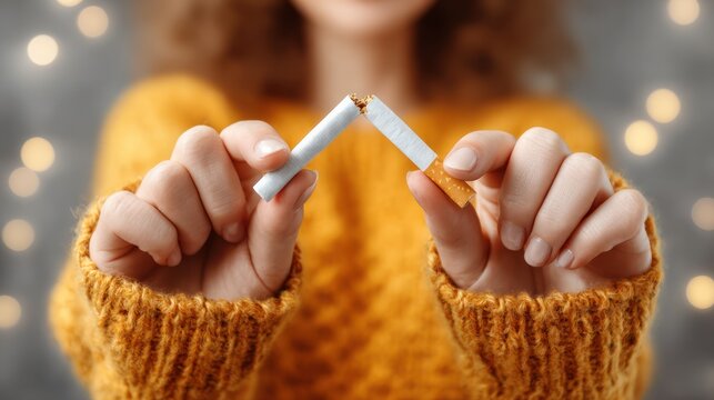 Breaking free from the hold of smoking with a determined gesture of empowerment