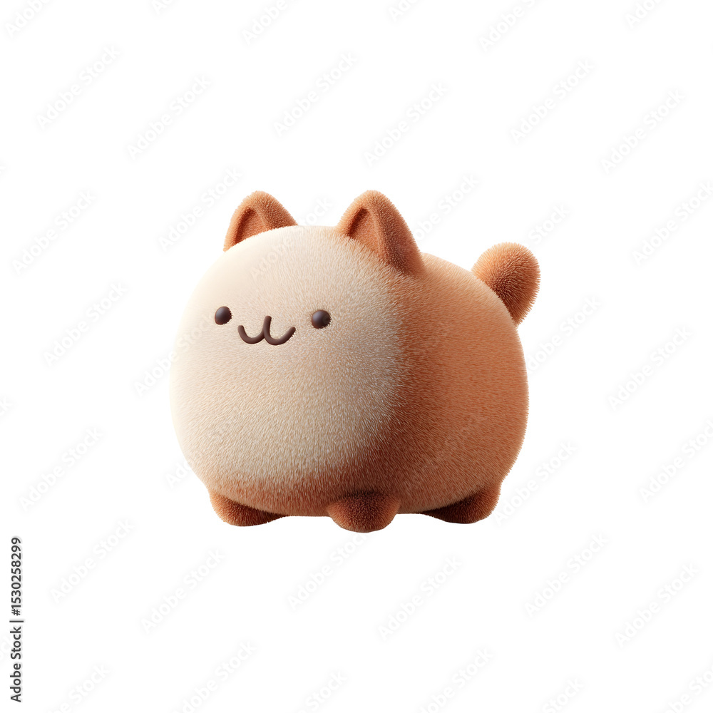 Poster soft and cuddly plush cat toy with a whimsical cartoon inspired design in a warm pastel brown color