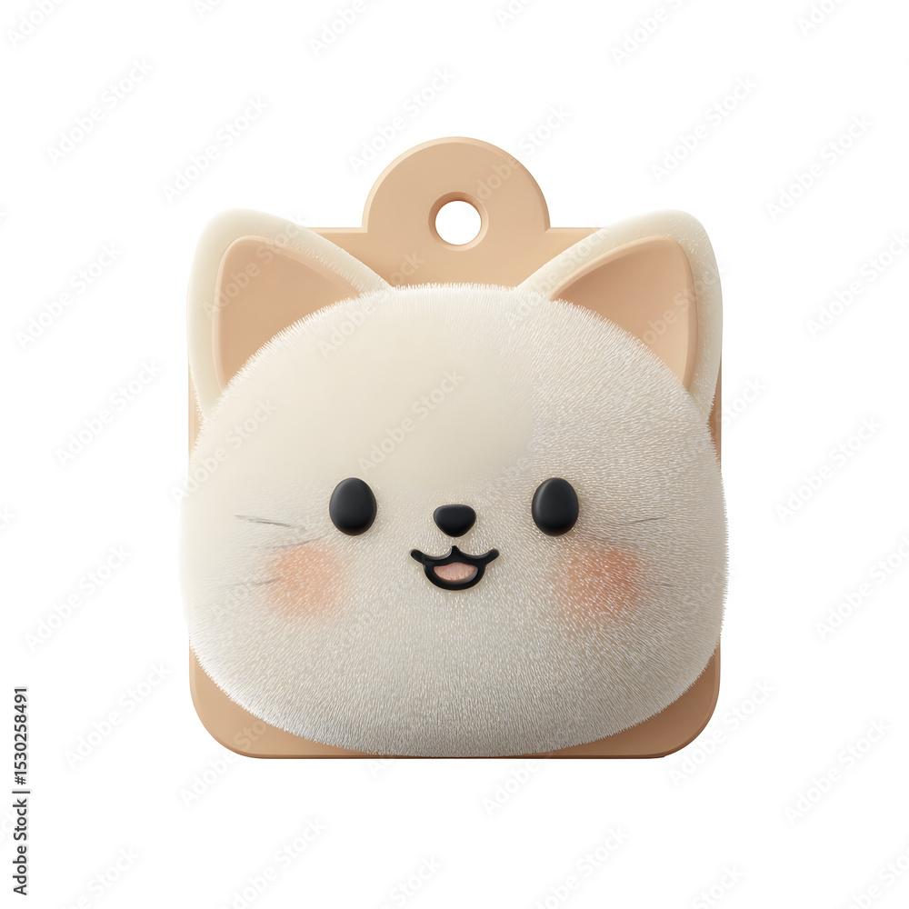 Leinwandbilder a soft 3d rendered icon of a cheerful cat face with a rounded plastic like texture and pastel colori