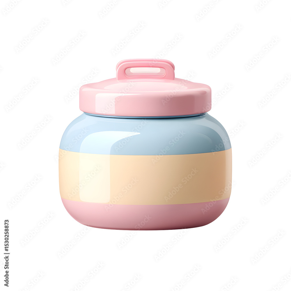 Aufkleber a colorful pastel toned storage container with a soft curved shape and smooth plastic texture design
