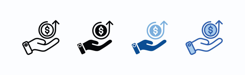 Income Growth icon sheet multiple style collection isolated vector