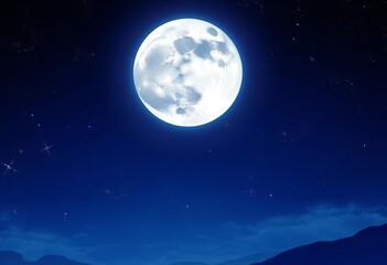 Naklejka premium Realistic vector full moon and starry night sky background, ideal for digital art, illustration, design