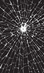 Realistic cracked glass texture on black background. Perfect for design overlays, backgrounds, and broken effects.