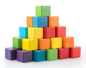 wooden toy blocks Wooden Stacking Toy Blocks on White Background"