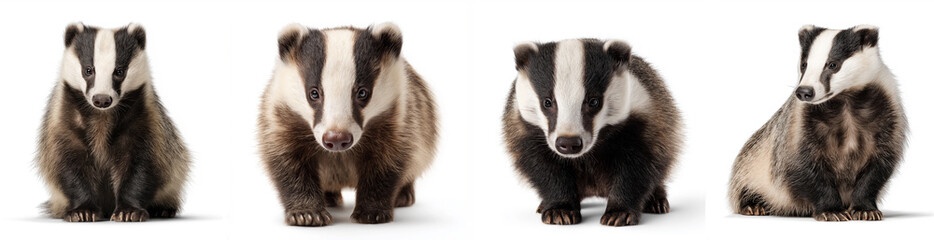 Collection set of Badger isolated on white background