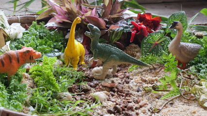 Ancient animal backgrounds showcase prehistoric creatures, revealing Earth’s distant past through dramatic, natural scenes © XOnePhoto