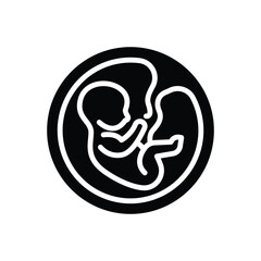 Black solid icon for embryo
