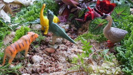 Ancient animal backgrounds showcase prehistoric creatures, revealing Earth’s distant past through dramatic, natural scenes © XOnePhoto