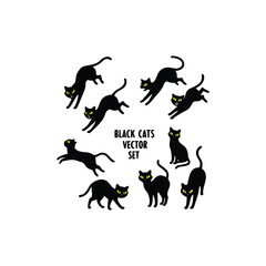 Set of cat silhouette icons