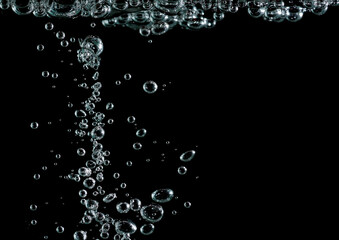 white water bubble liquid abstract isolated black background. Concept of designing oxygen air...