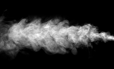 abstract white smoke isolated on a black background. concept of texture mist, fog effect, and cloud for design air pollution, element smog	