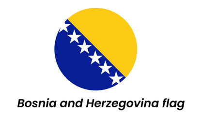 Bosnian Flag: Circular Design, Blue, Yellow, and White Stars