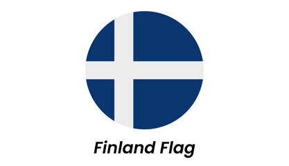 Obraz premium Circular Finnish Flag Icon: Simple, Bold Graphic Design Element