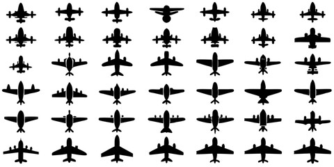 Collection of airplane silhouettes top view