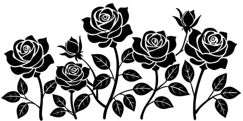 Black and white silhouette of roses