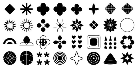 Fototapeta premium Collection of simple black geometric shapes and symbols