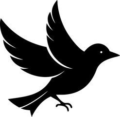 Obraz premium Flying Bird Silhouette Vector - Black Northern Cardinal in Flight Isolated on Transparent Background